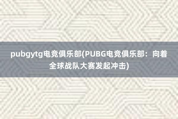 pubgytg电竞俱乐部(PUBG电竞俱乐部：向着全球战队大赛发起冲击)