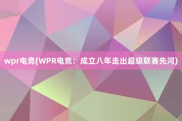 wpr电竞(WPR电竞：成立八年走出超级联赛先河)