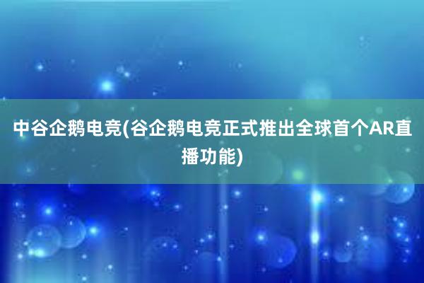 中谷企鹅电竞(谷企鹅电竞正式推出全球首个AR直播功能)