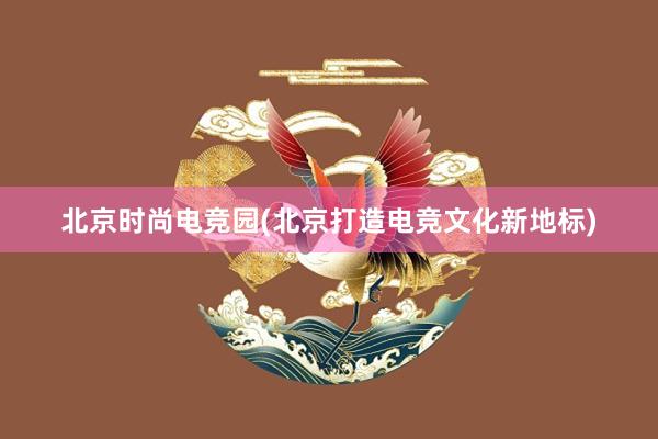 北京时尚电竞园(北京打造电竞文化新地标)