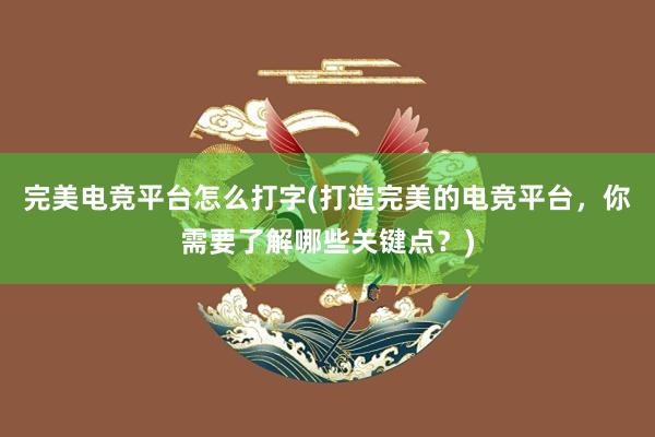 完美电竞平台怎么打字(打造完美的电竞平台，你需要了解哪些关键点？)