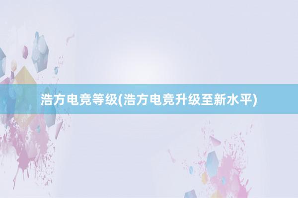 浩方电竞等级(浩方电竞升级至新水平)