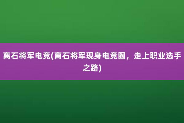 离石将军电竞(离石将军现身电竞圈，走上职业选手之路)