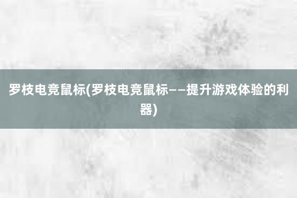 罗枝电竞鼠标(罗枝电竞鼠标——提升游戏体验的利器)