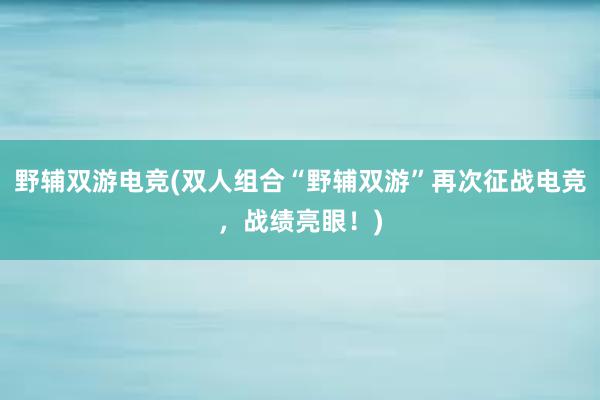 野辅双游电竞(双人组合“野辅双游”再次征战电竞，战绩亮眼！)