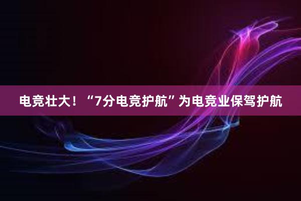 电竞壮大！“7分电竞护航”为电竞业保驾护航