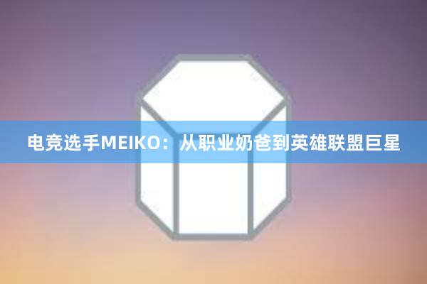 电竞选手MEIKO：从职业奶爸到英雄联盟巨星